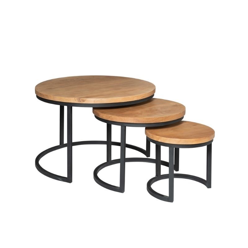 Salontafelset  rond - Dakota - Mangohout naturel