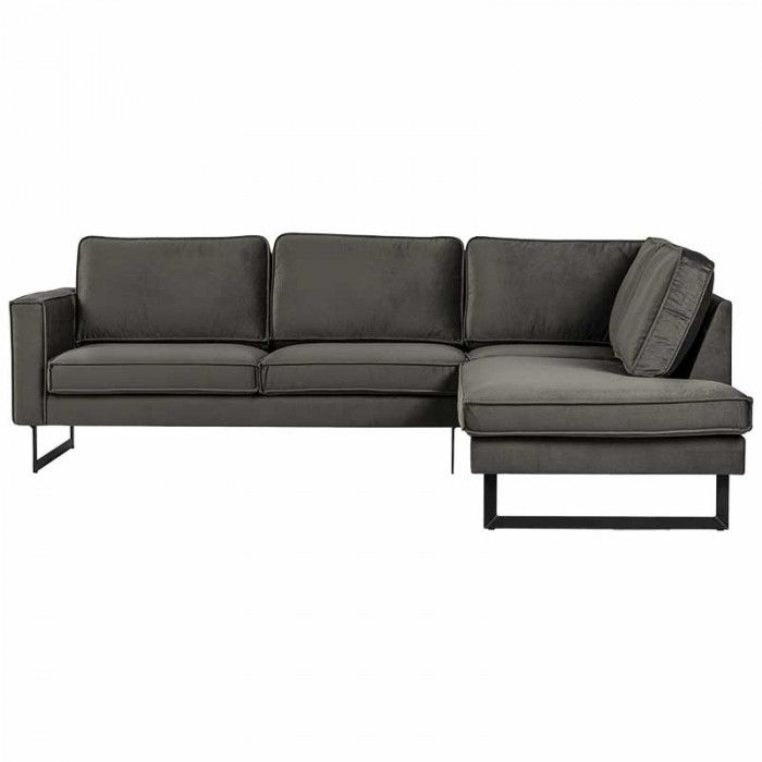 Hoekbank - Stuart - rechts - Velours Adore donkergrijs 68