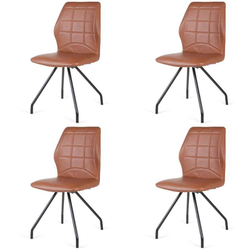 Eetkamerstoel - Apollo - leer Vintage cognac (4 stuks)
