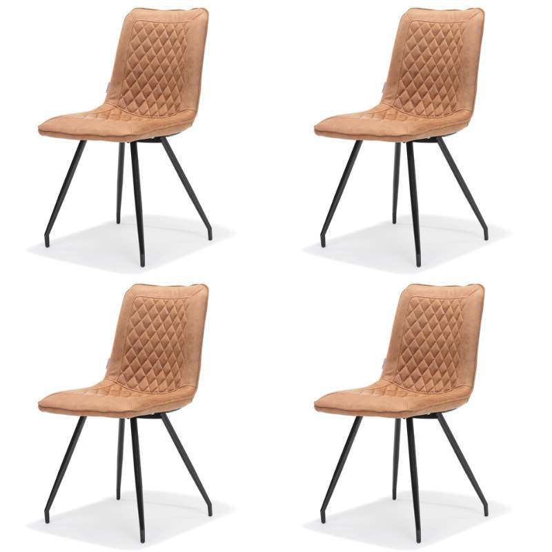 Eetkamerstoel - Brescia - lederlook Soft cognac (4 stuks)