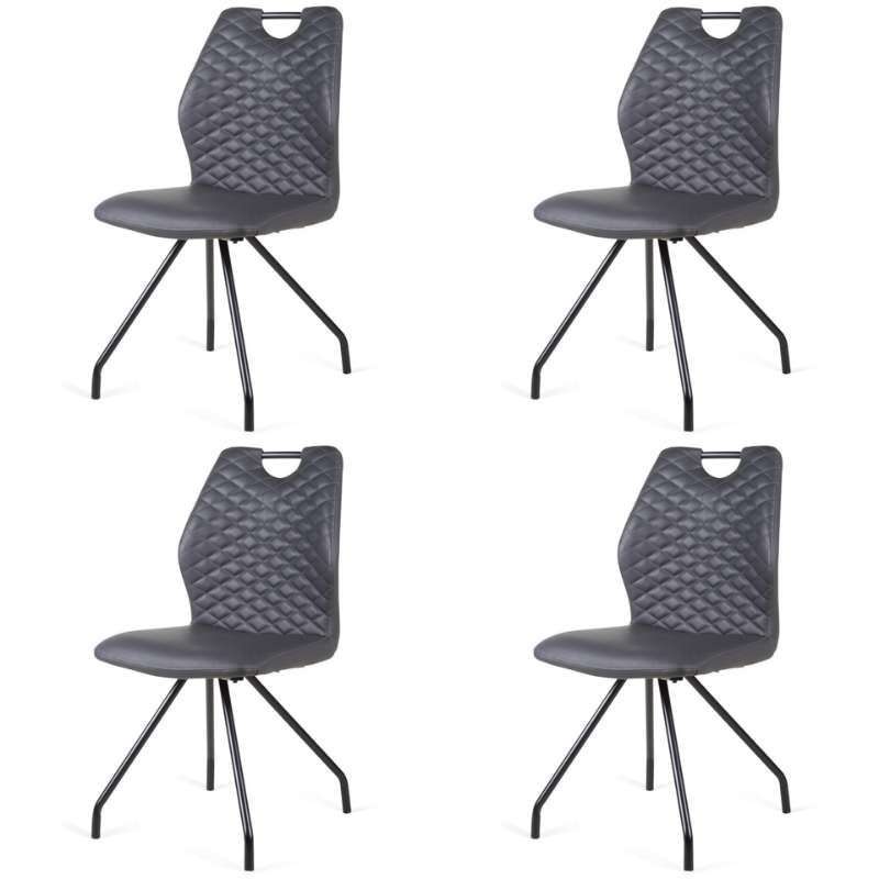 Eetkamerstoel - Carlos - leer Vintage zwart (4 stuks)