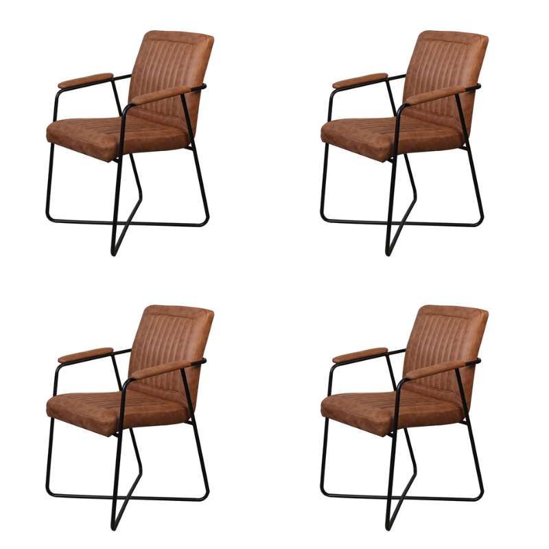 Eetkamerstoel - Henry - lederlook Soft cognac (4 stuks)