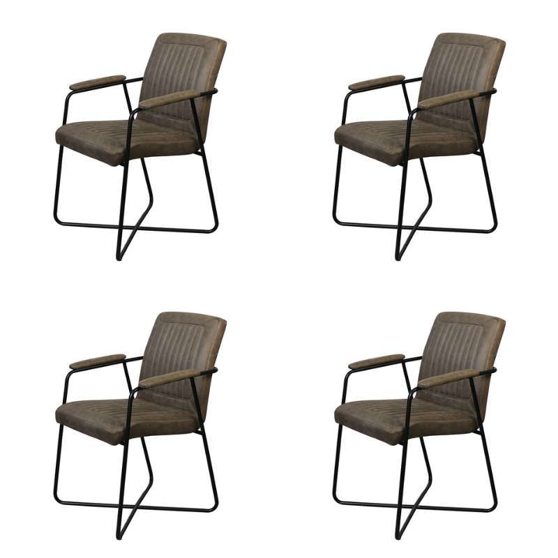 Eetkamerstoel - Henry - lederlook Soft groen (4 stuks)