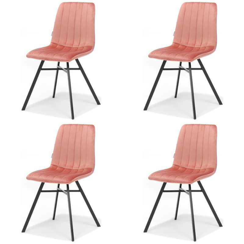 Eetkamerstoel - Dex - stof Velours roze (4 stuks)