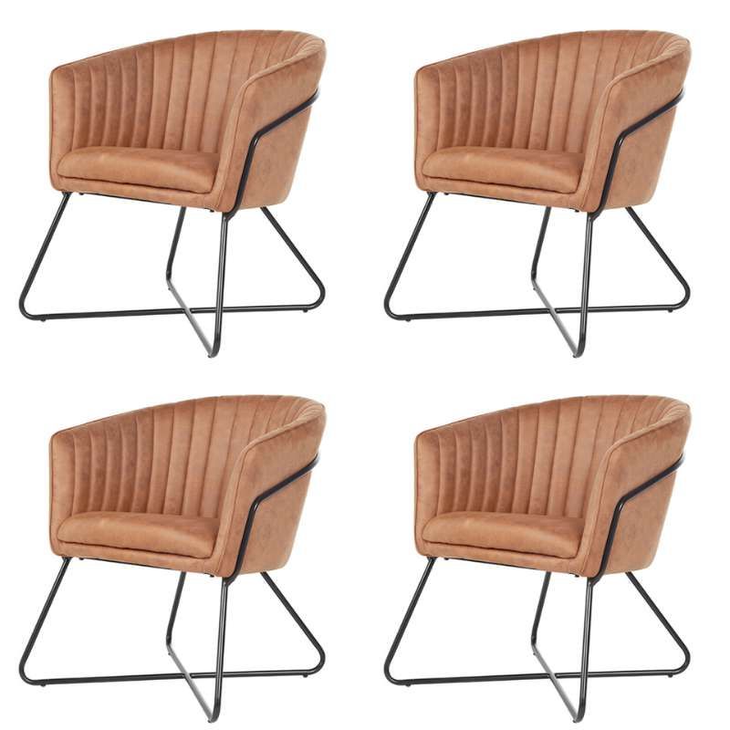 Eetkamerstoel - Nova - lederlook Soft cognac (4 stuks)