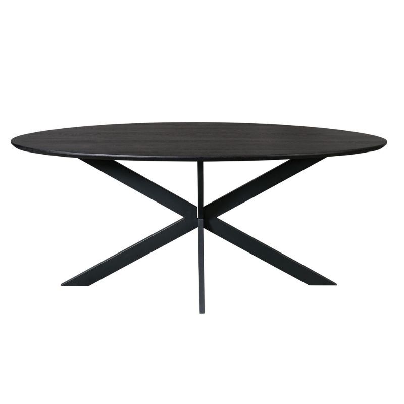 Eettafel ovaal - Ferris - Eikenhout zwart - 210 x 100 x 76 cm