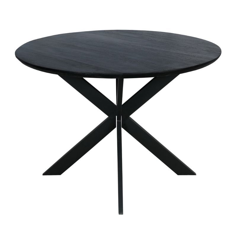 Eettafel rond - Ferris - Eikenhout zwart - 130 x 130 x 76 cm