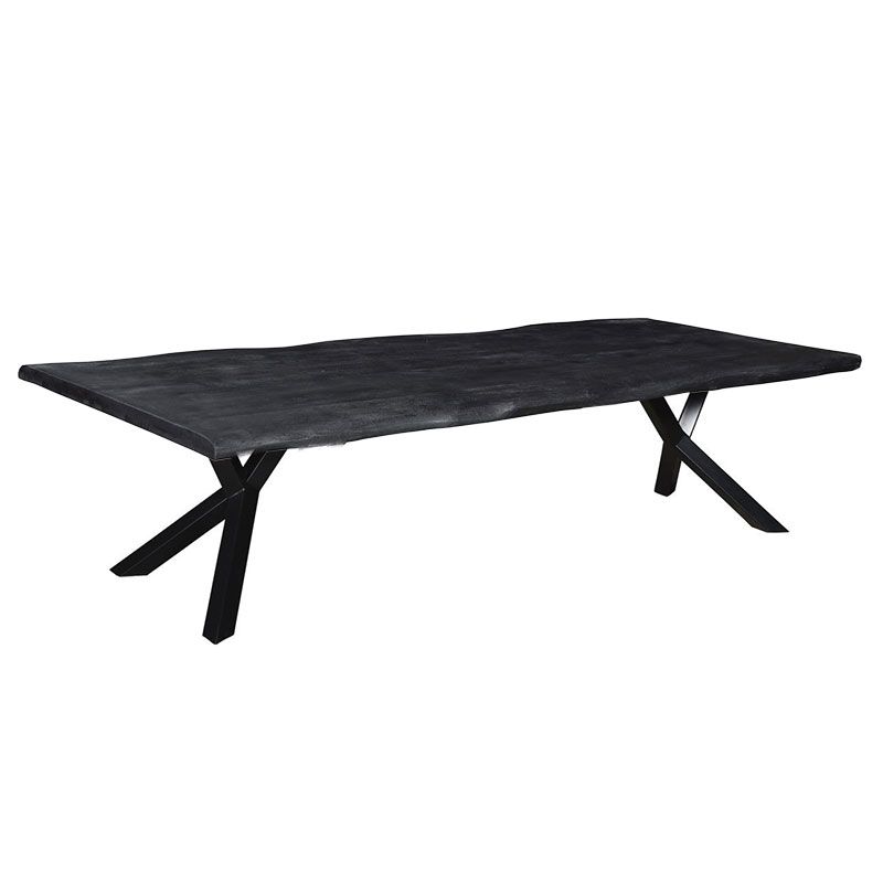Boomstamtafel massief Mango zwart - 220 x 100 x 78 cm - Bladdikte 4,0 cm - Y-poten