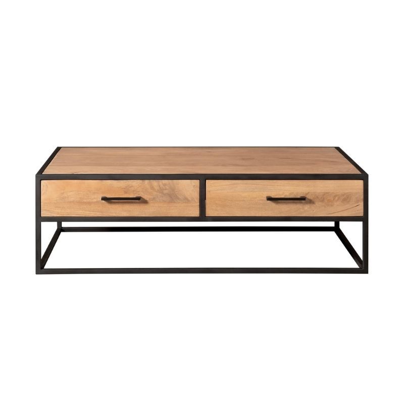 Salontafel rechthoek met lades - Dakota - Mangohout naturel - 130 x 70 x 40 cm