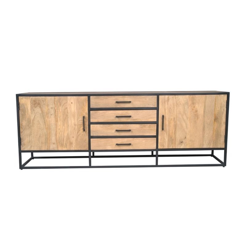 Dressoir - Dakota - Mangohout naturel - 210 x 45 x 75 cm