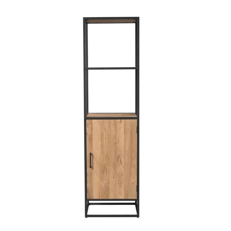 Boekenkast met deur - Dakota - Mangohout naturel - 55 x 45 x 200 cm