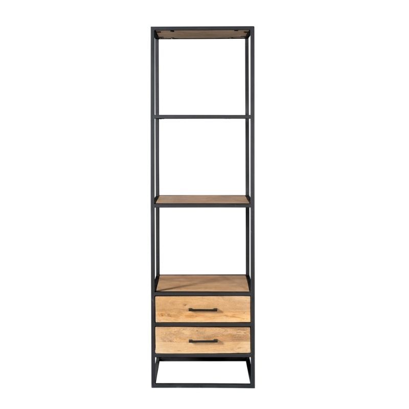 Boekenkast met lades - Dakota - Mangohout naturel - 55 x 45 x 200 cm