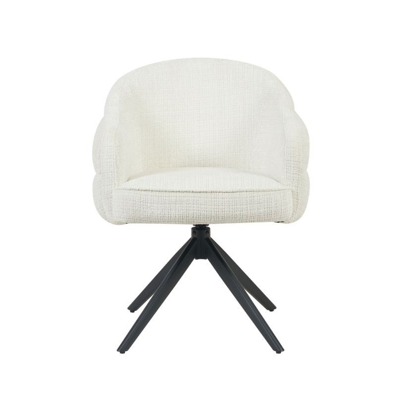 Eetkamerstoel - Bella - Draaibaar - Off White - Poot Zwart