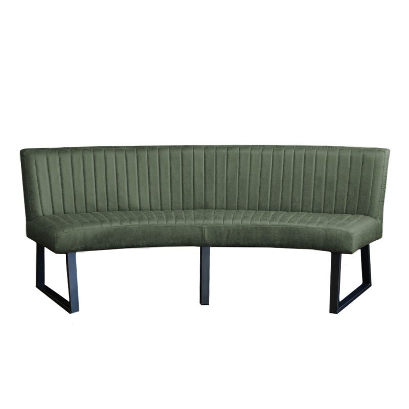 Eetkamerbank - Hengelo - lederlook Missouri groen 10 - geschikt voor ovale tafel 200 cm