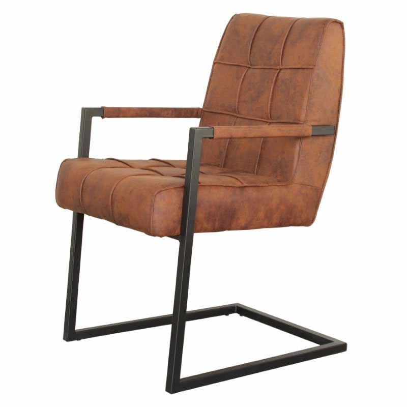 Eetkamerstoel - Jupiter - stof Cowboy retro lederlook cognac