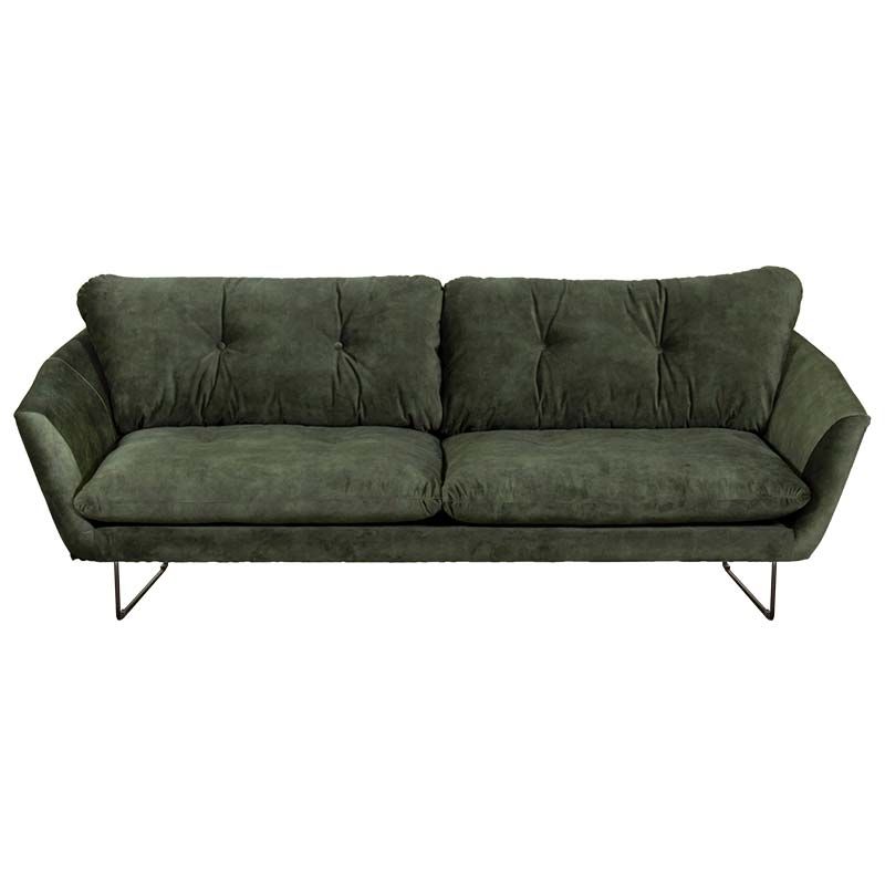 3 zitsbank - Kuddar - velours Adore Hunter groen 156