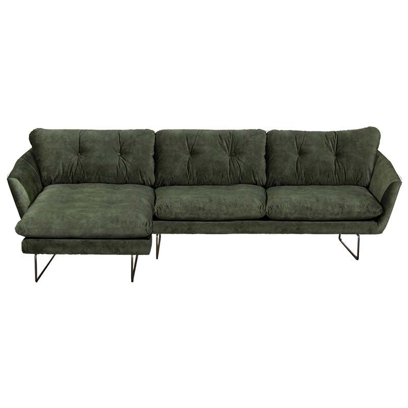 Hoekbank - Kuddar - links - velours Adore Hunter groen 156
