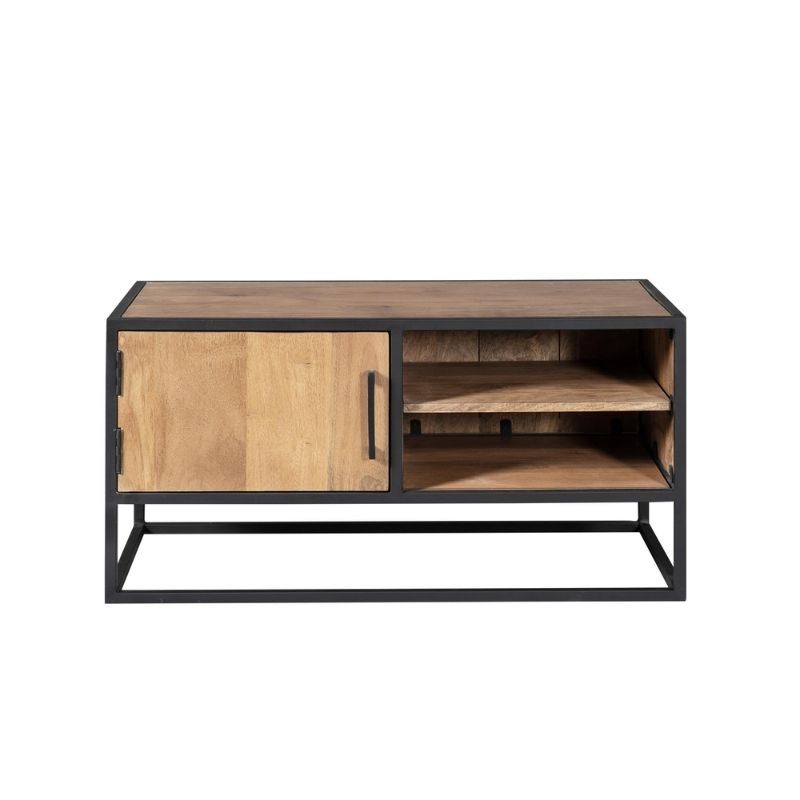 TV-meubel - Dakota - Mangohout naturel - 100 x 45 x 50 cm