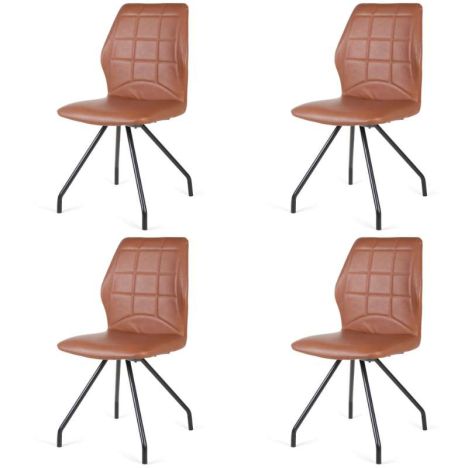 Eetkamerstoel - Apollo - leer Vintage cognac (4 stuks)