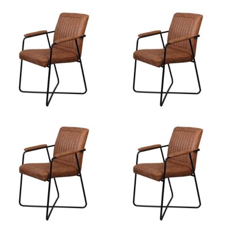 Eetkamerstoel - Henry - lederlook Soft cognac (4 stuks)