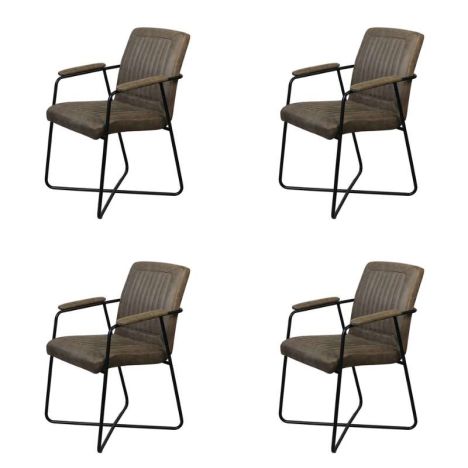 Eetkamerstoel - Henry - lederlook Soft groen (4 stuks)