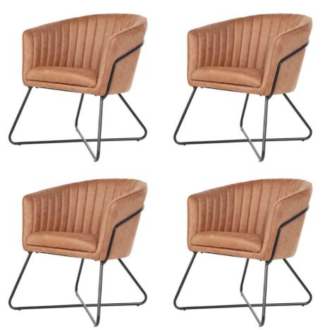 Eetkamerstoel - Nova - lederlook Soft cognac (4 stuks)