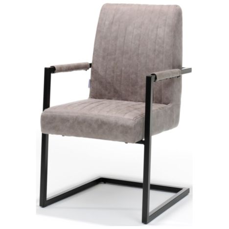 Eetkamerstoel - Sanne - Lederlook Soft Pebble - Met armleuning