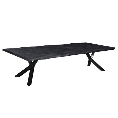 Boomstamtafel massief Mango zwart - 260 x 100 x 78 cm - Bladdikte 4 cm - Y-poten