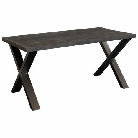 Eettafel massief Mango zwart - 160 x 90 x 78 cm - Bladdikte 4 cm - X-poot
