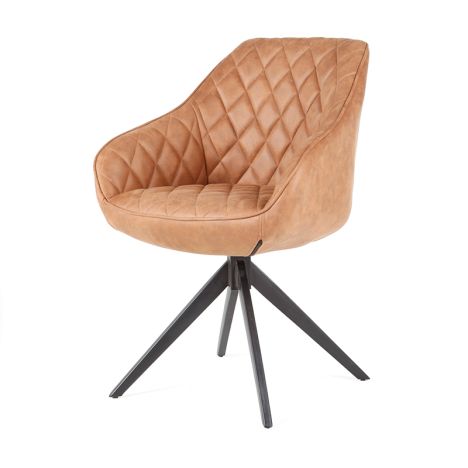 Eetkamerstoel - Collins - lederlook Soft cognac