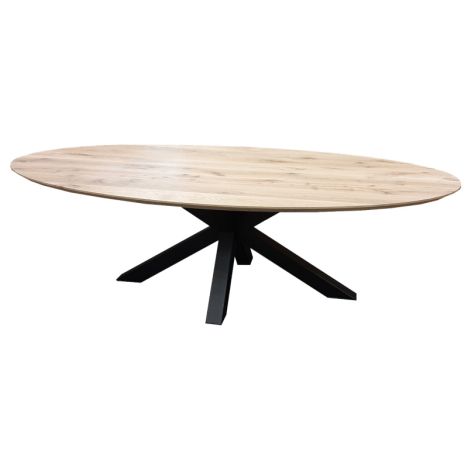 Eettafel ovaal eiken onbehandeld - 240 x 120 x 78 cm - Bladdikte 5,5 cm - Matrixpoot