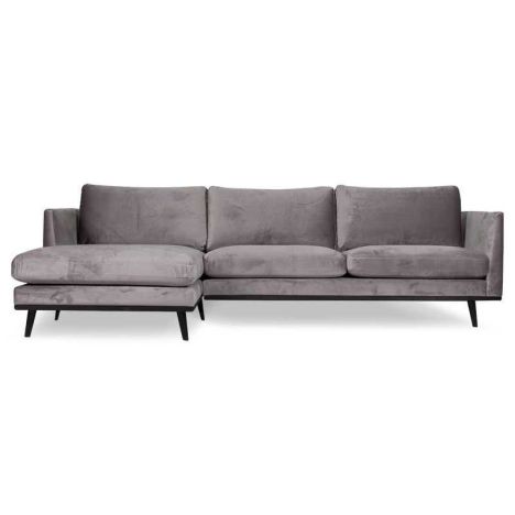 Loungebank Odissi chaise longue links - velours Brunei taupe 04 - 1,60 x 2,58 mtr breed