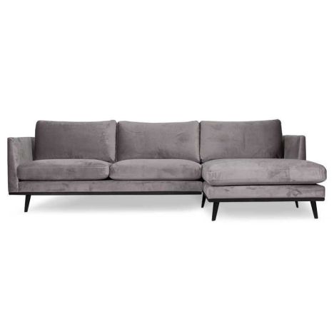 Loungebank Odissi chaise longue rechts - velours Brunei taupe 04 - 2,58 x 1,60 mtr breed