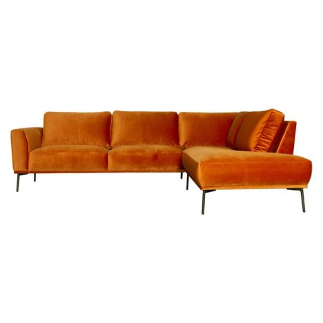 Hoekbank - Tulp - rechts - velours Brunei koper 18