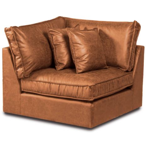 Zitmodule Mazur hoekelement | lederlook Missouri cognac 03